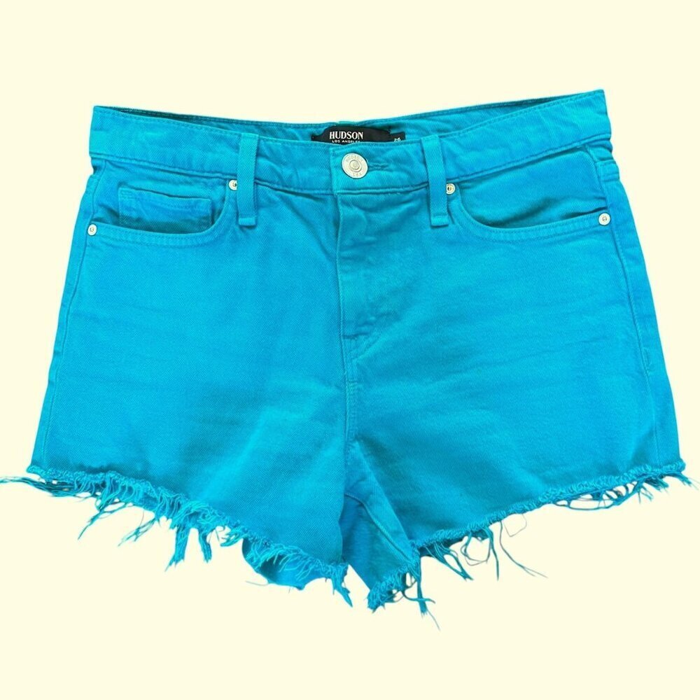 Hudson Turquoise Blue Gemma Cut-Off Jean Shorts Size 26